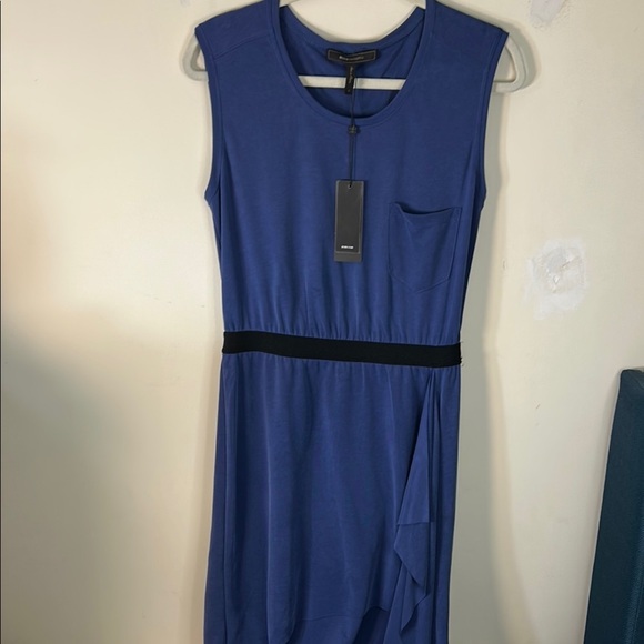 BCBG NEW Maxi Hi-Low‎ Evelyn Blue Dress w/Draped Front Sleeveless Size Small - Picture 1 of 6